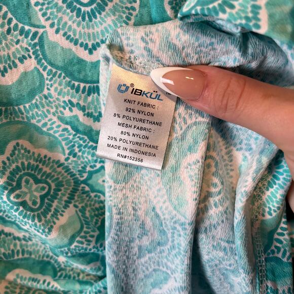 IBKUL VENETIAN TILES JADE Long Sleeve Mock Golf Shirt Size XL New - Picture 3 of 9